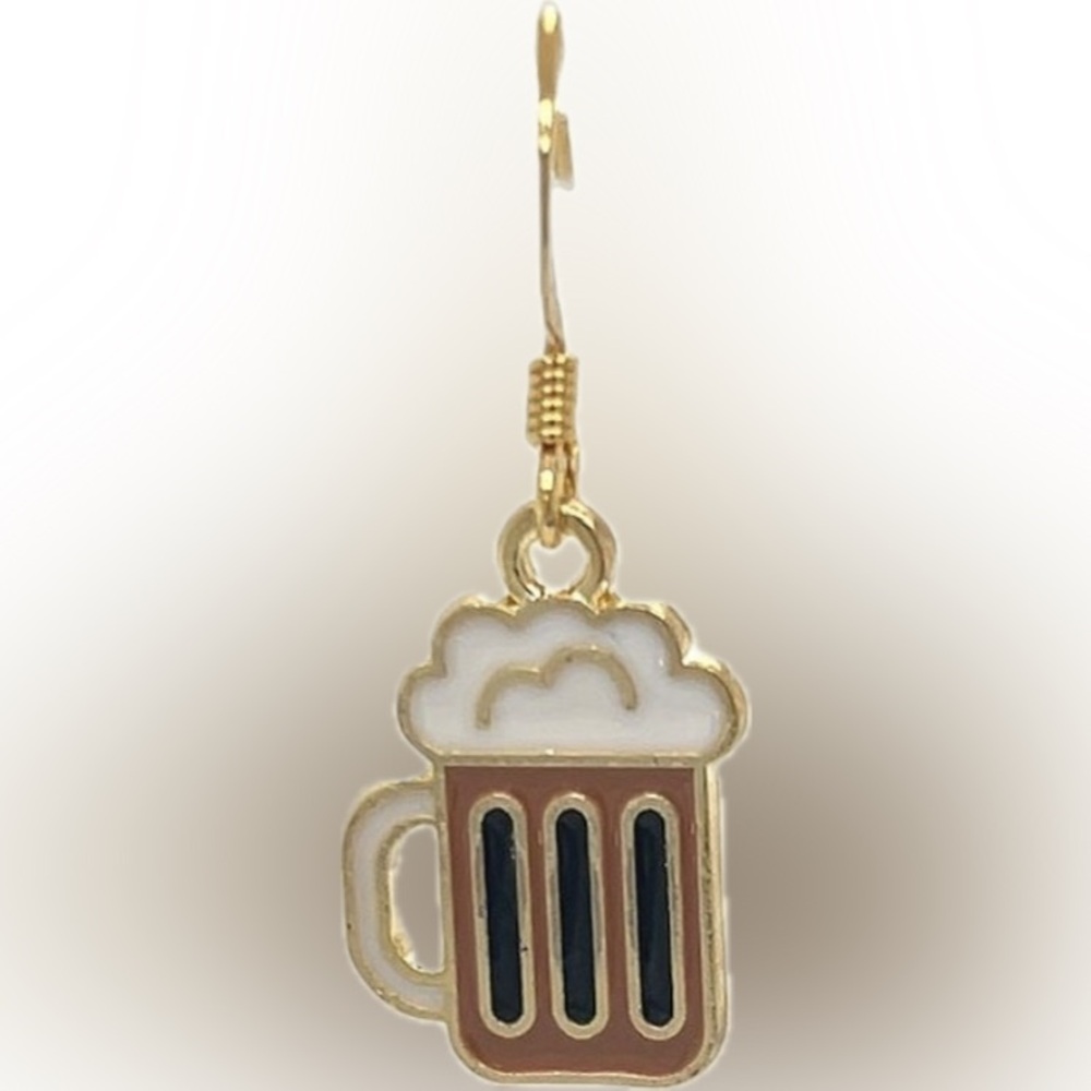 Gold and White Beer Mug Pendant